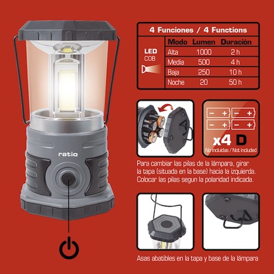 Linterna Camping Cob Leb 1000 Lumens Ratio